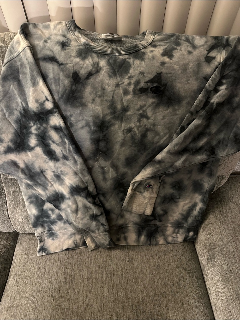 Champion Tie-Dye Navy & Gray Crewneck Sweatshirt